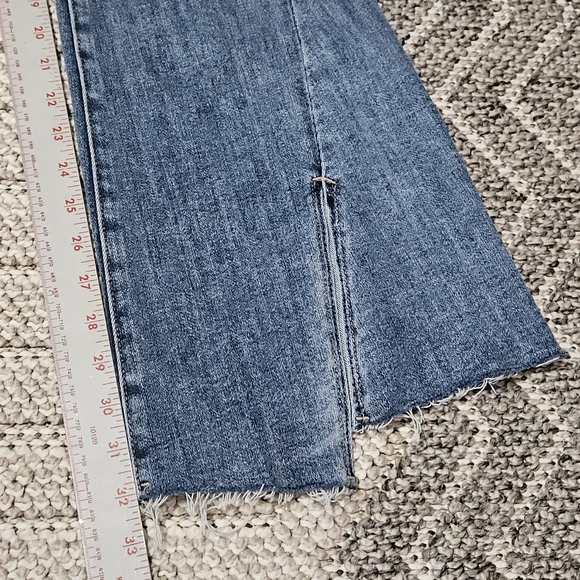 Risen Jeans High Rise Vintage Inspired Bell Bottom Distressed Split Hem 0 24 - Picture 11 of 17